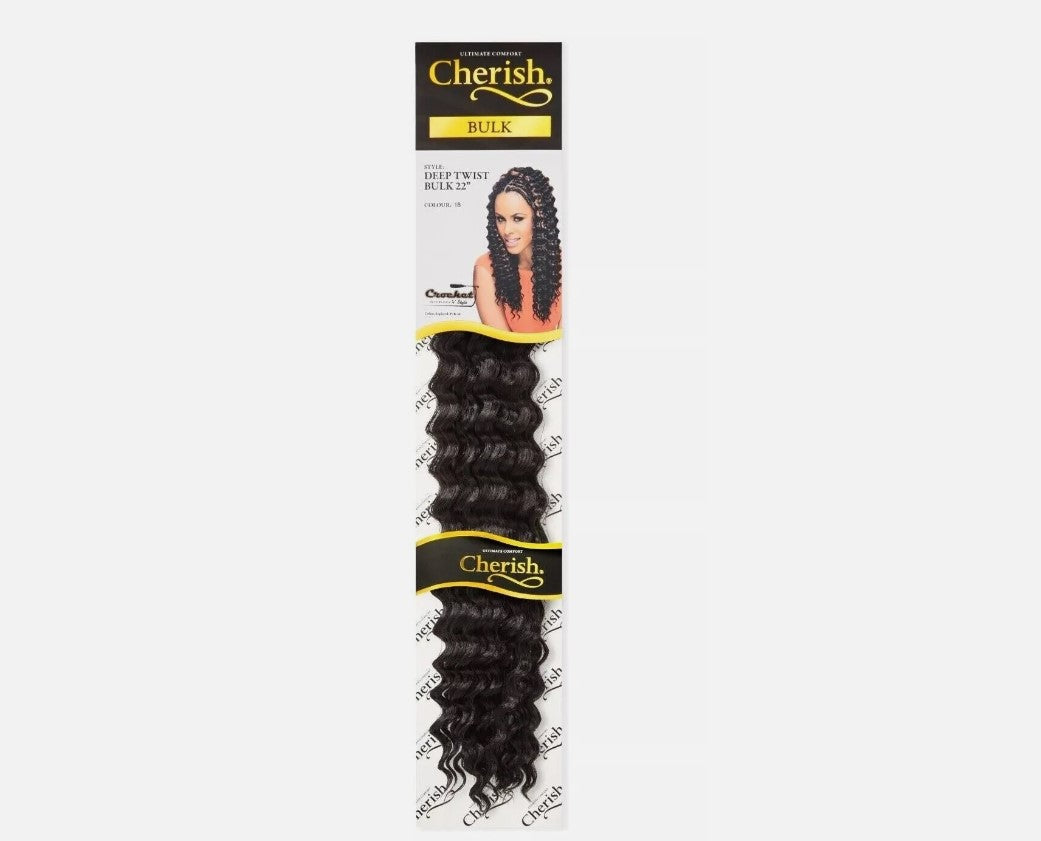 CHERISH SYNTHETIC BULK CROCHET CURLY HAIR EXTENSION BRAIDS - DEEP TWIST 22 INCH No. 1B