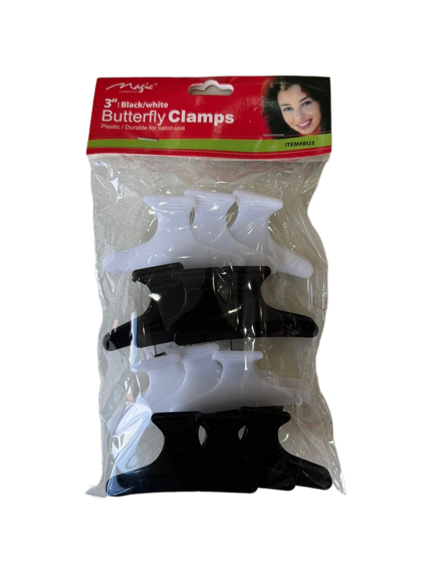 MA BU3 MAGIC BUTTERFLY CLAMPS BLACK & WHITE 12PC