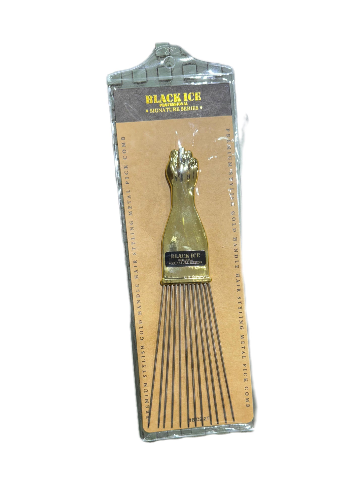 Gold Handle Hair Styling Metal Pick Comb