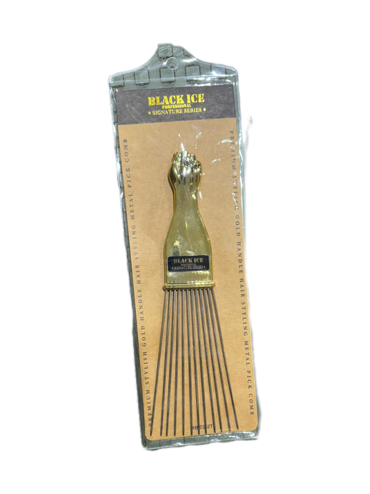 Gold Handle Hair Styling Metal Pick Comb