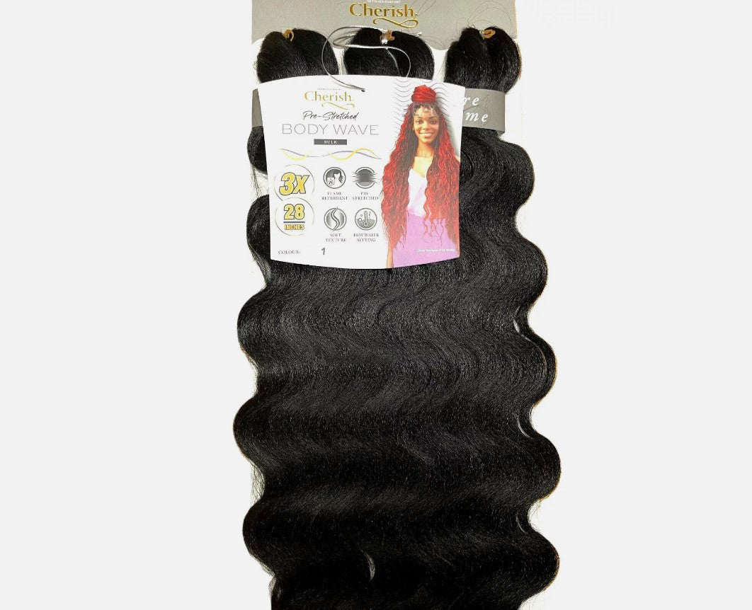 Cherish Synthetic Pre-Stretched Curly Braid Bulk Hair Extension - BODY WAVE 28'' NO. 1