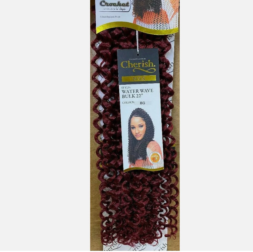 Cherish Water Wave Bulk 22" Synthetic Crochet Braid Long Curly Hair Extensions No. BG